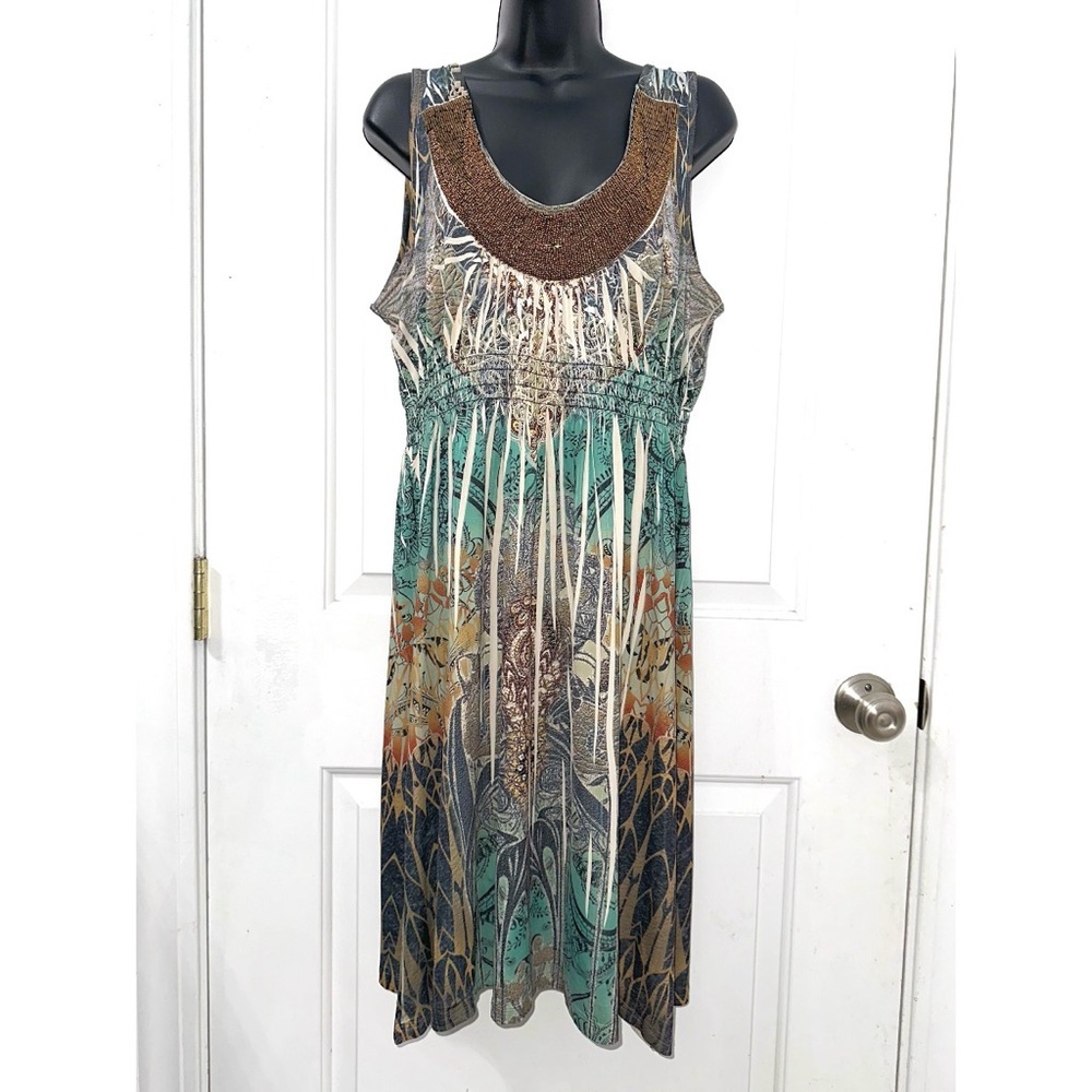 Apt. 9 sleeveless sundress, vibrant bohemian-style sublimation print
